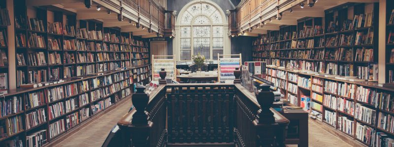 a library full of books