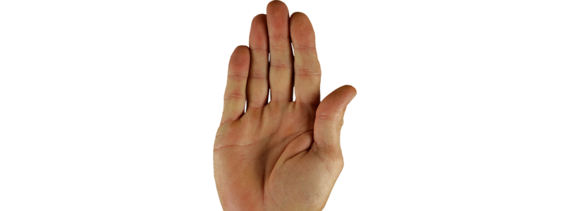 adult hand against a white background indicating that entering a caveat will stop the probate process